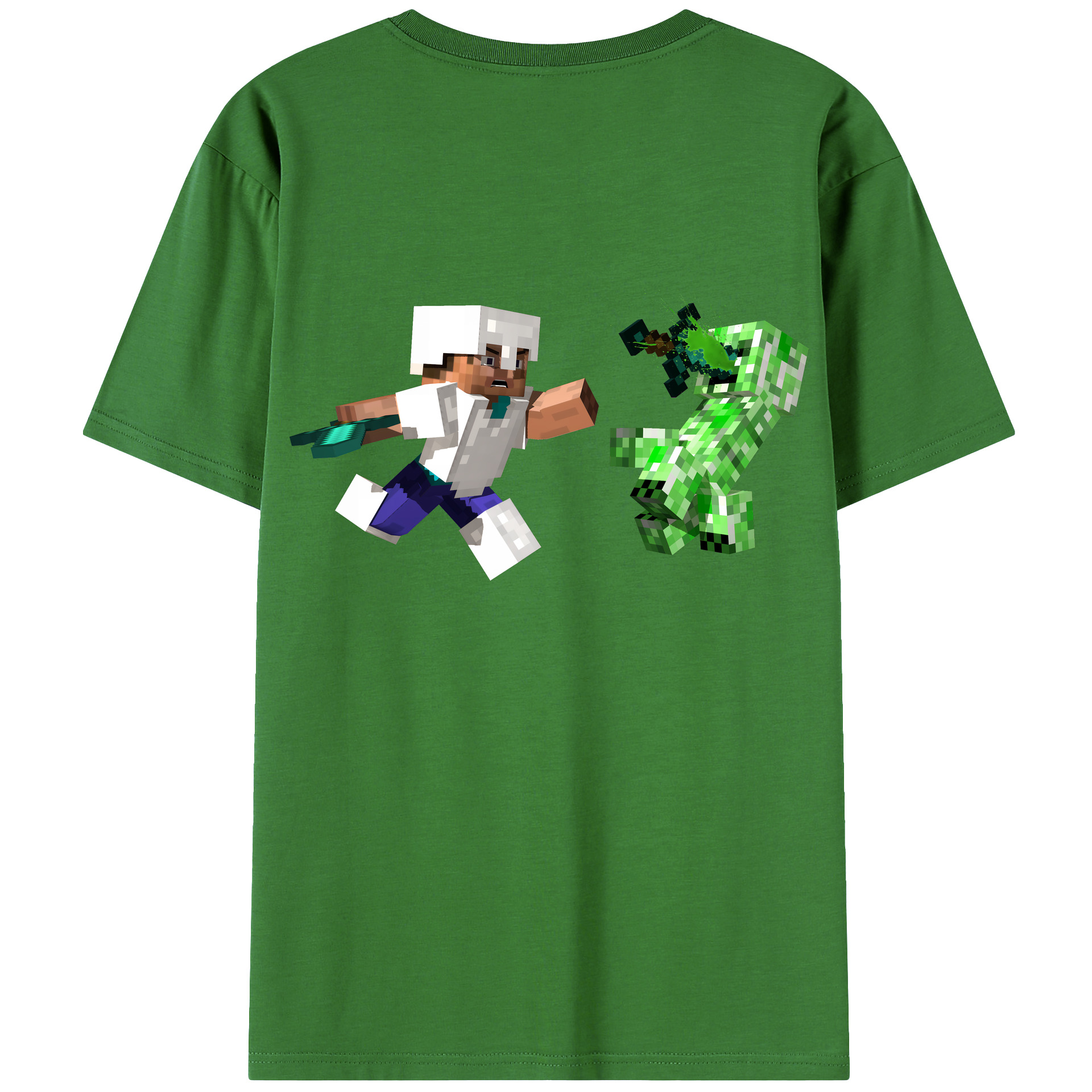 （画像用） マインクラフト ブロックの世界 Minecraft MC Block world レディース半袖Tシャツ(バックプリント)